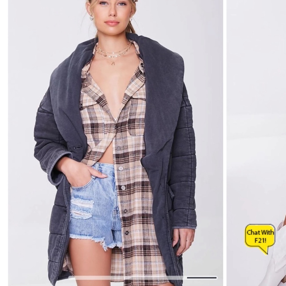 Forever 21 Quilted Longline Jacket